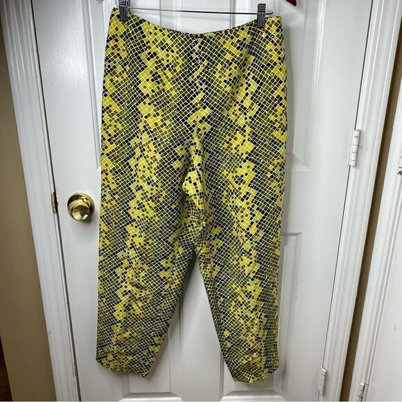 Dana Buchman Pistachio Green Snakeskin Print Silk Blend Pant Size 12 EUC - Picture 1 of 8